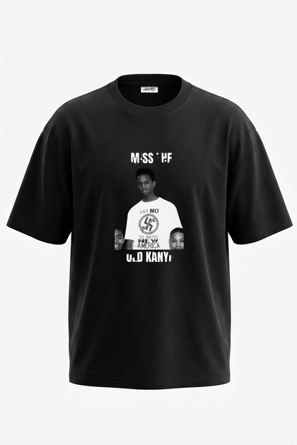 Kanye West Anti Nazi Tasarım Baskılı Unisex Oversize Kalıp Siyah Tshirt