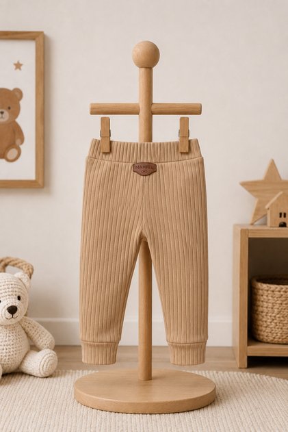100% Cotton Ribbed Baby Bottoms Brown