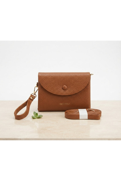 Imported Soft Medium Size Jumpsuit Model Women's Wallet with Hand Holder and Cross Shoulder Strap