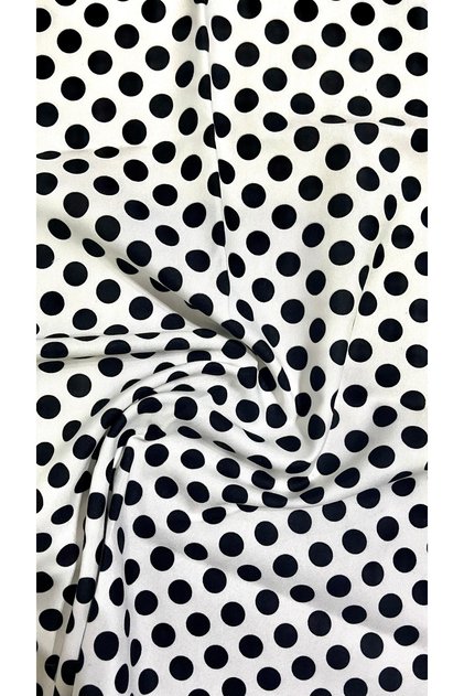 Black-White Polka Dot Clothing Fabric Viscose and Polyester Blend Fabric