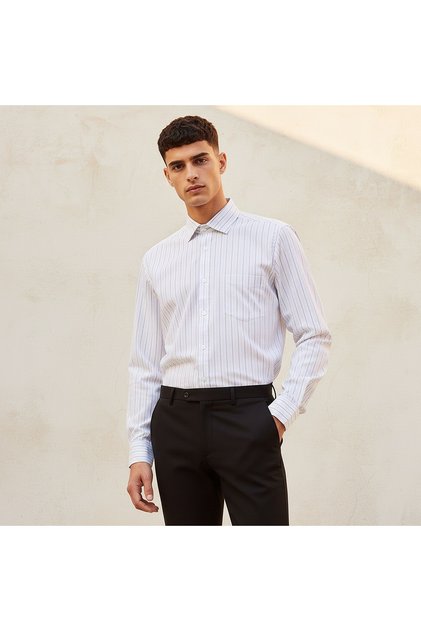 Regular Fit Collared Striped Long Sleeves Shirt