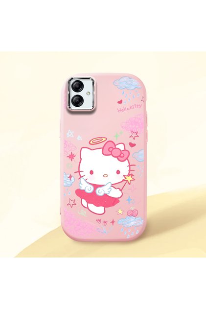 Samsung Galaxy A03 Compatible Case with Camera Protection Pink Silicone Couple Phone Case with Kitty Pattern