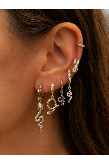 BURCU JEWELRY Medusa 6’lı Yılan Küpe Seti