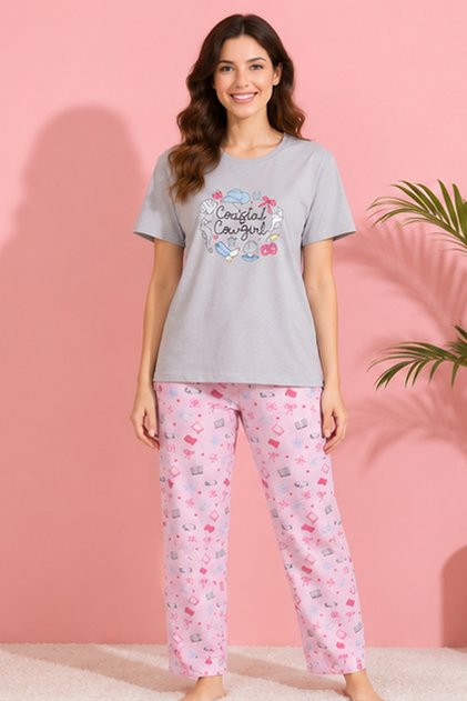Girls Printed Pyjama Set Short Sleeve