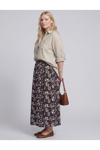 Floral Pattern Skirt Brown