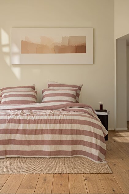 Striped Bedspread Set Tile Colored Double Size 100% Cotton 220X240