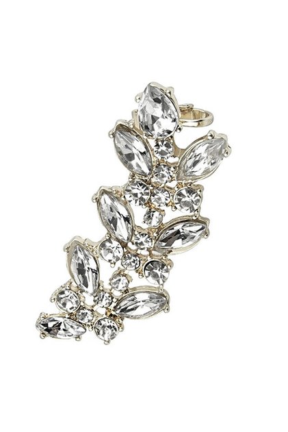 Cercel tip ear cuff, model Symmetry cu cristale albe
