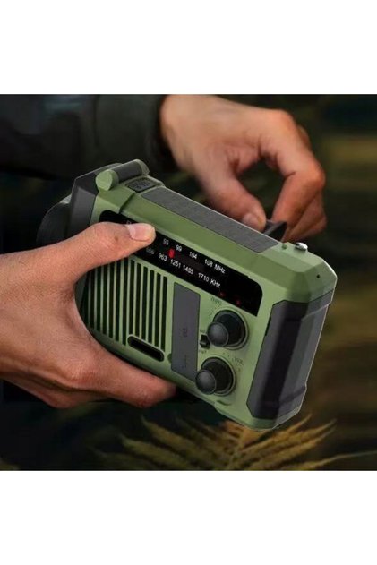 Radio solar portabil de urgență pentru bucătărie, cu manivelă dinam, lanternă SOS, 1800mAh