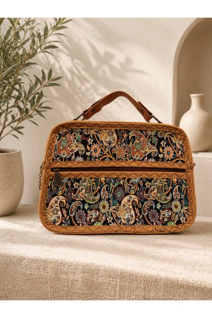 Ethnic Patterned Suede Hand and Shoulder Bag – Bohemian Women's Bag