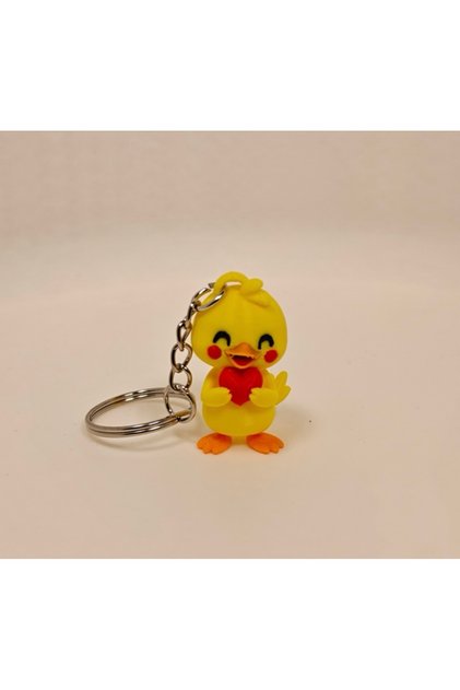 Chick Keychain – Heart-Shaped 3D Print Bag and Key Accessory Charm
