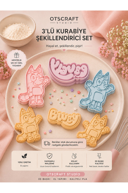 Bluey 3-Piece Cookie Sculpting Set 3D Printing Cookie Mold