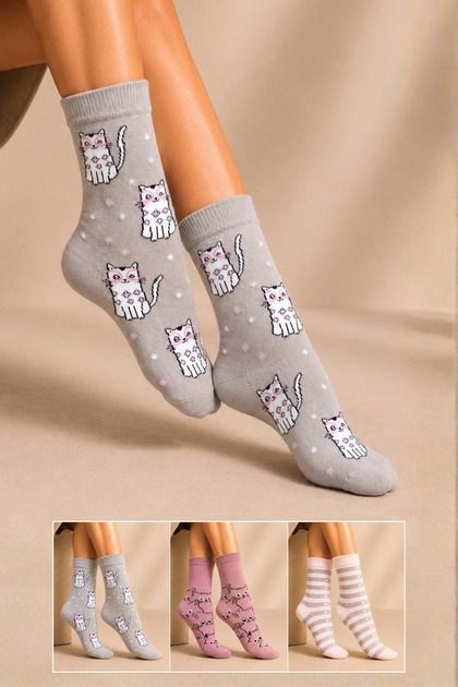 Women's Cotton Patterned Socks Multi-Colored 3-Pack