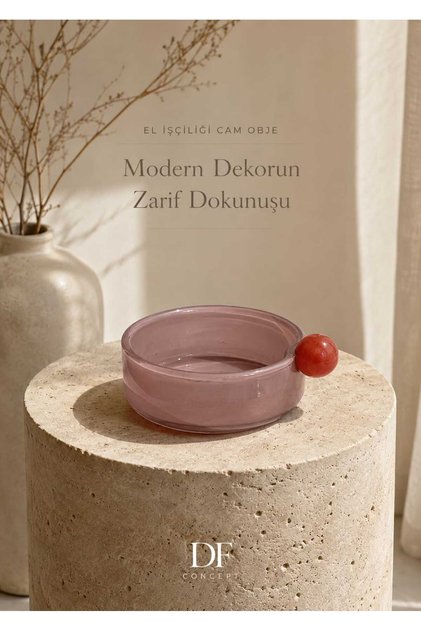 El İşçiliği Dekoratif Cam Obje – Modern Tasarım Kase | Salon, Dresuar ve Orta Sehpa Dekoru