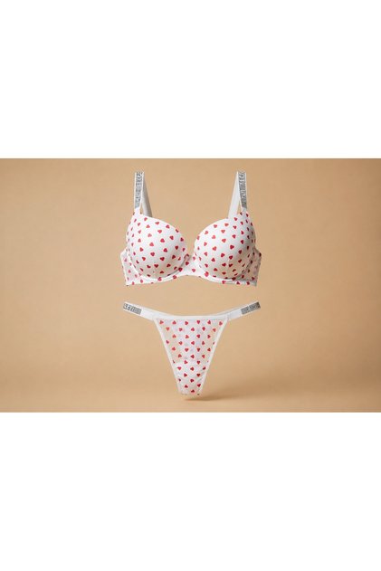 Patterned Padded Stone Bra Set