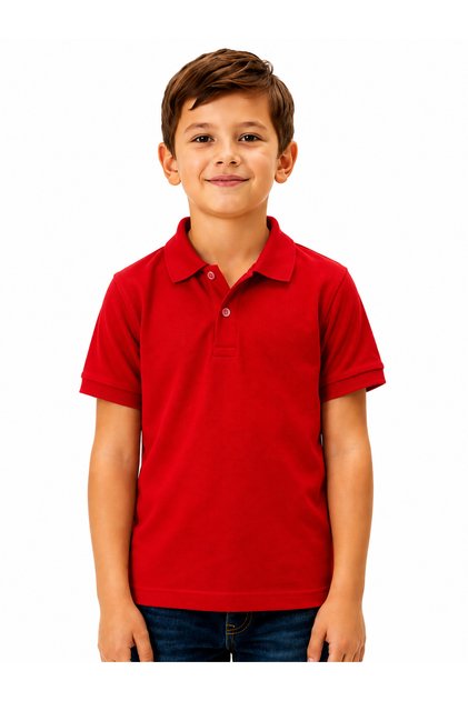 Red Short Sleeve Unisex Children's Plain Lakos T-Shirt/T-Shirt for Ages 6-16