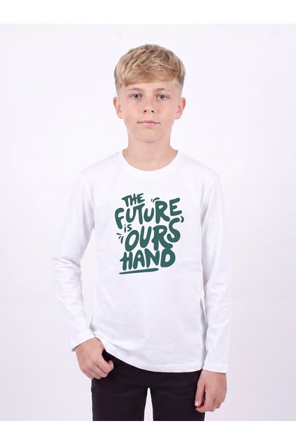 Boy's Round Neck Sweatshirt with Print Detail
