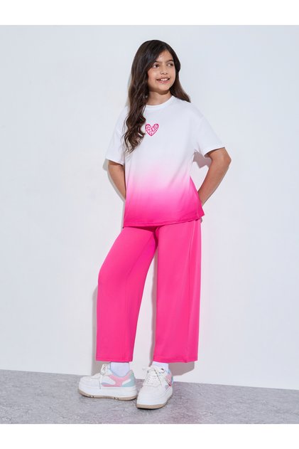 Teen Girls Ombre Printed T-Shirt and Wide Leg Joggers Set
