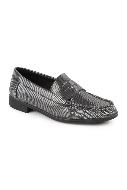 Women's Loafer Daily Silvery Metallic Slip-On Classic Mother's Shoes 26Y-7365