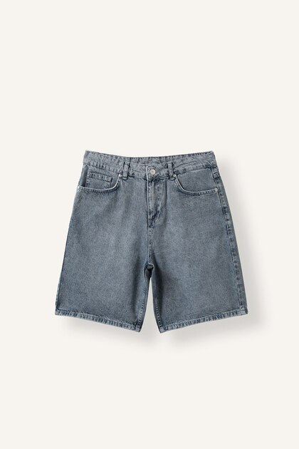 Yıkama Efektli Straight Fit Denim Bermuda I5600AX26AU