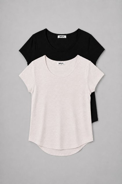 Kadın Kayık Yaka Kısa Kollu Regular Fit Basic 2'li Tişört Seti