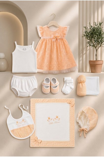 Newborn Baby Girl Hospital Release Lace Detail Gift Set with Special Box 10 Pieces 15461