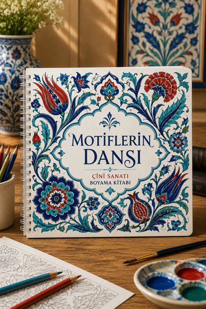 كتاب تلوين فني للبلاط: رقصة الأشكال - كتاب تلوين للبالغين بتصاميم إيزنيك التقليدية 35 صورة مقاس 20×20 سم