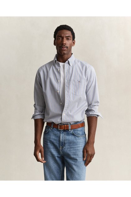 Erkek Kahverengi Regular Fit Poplin Gömlek