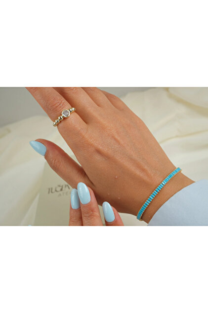 Blk624 Turquoise Baget Stone Waterway Bracelet (16 cm + 2 cm Extension)