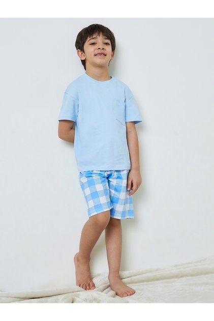 Boys Short Sleeve T-Shirt and Checkered Shorts Set