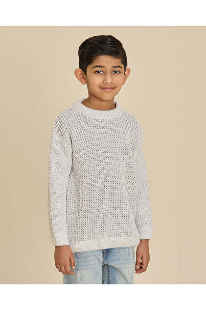 Boys Ivory Cable Knit Sweater