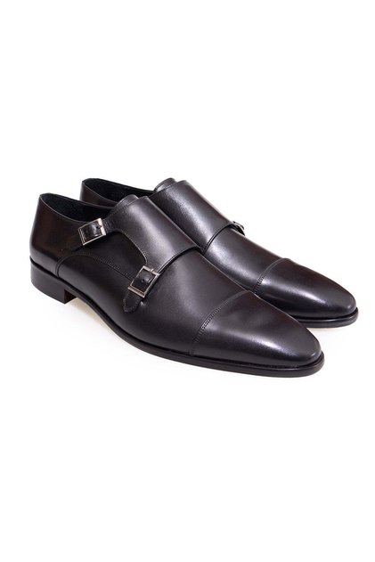 Black Color Laceless Genuine Leather Men's Shoes