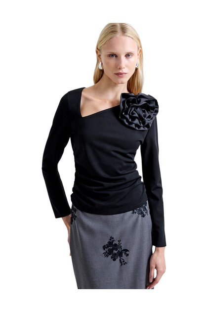 Women Valetta Jersey Long Sleeves Rosette Top