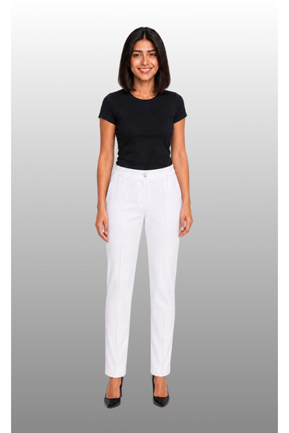 Women's Belted White, Navy Blue, Black Alpaca Fabric Doctor Nurse Medical Single Bottom Trousers