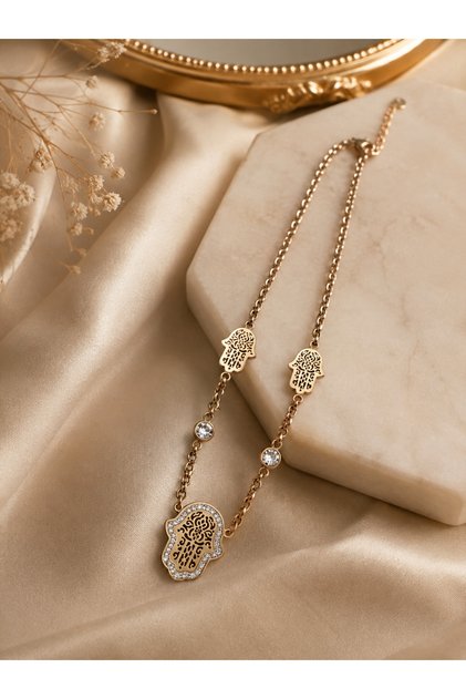 Stylish Fatma Ana Eli Necklace Three Gold Tone Necklaces