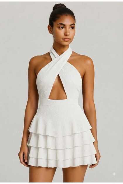 Women's Mykonos Halter Neck Skirt Dress with Shorts