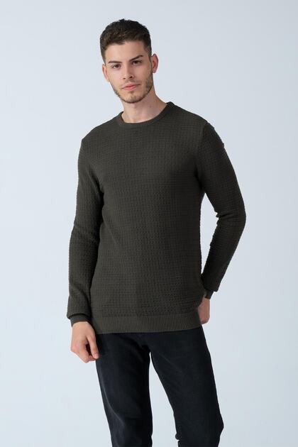 Crew Neck Jacquard Sweater