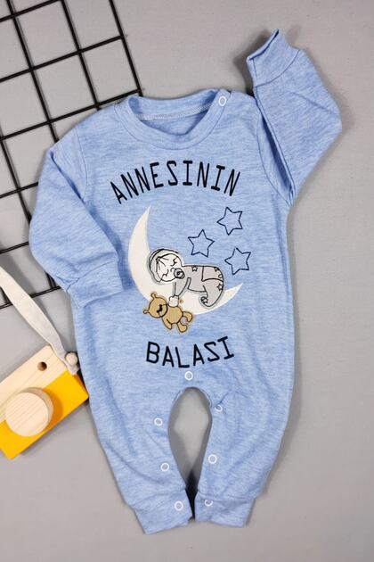 %100 Pamuk Annesinin Balası Desenli Bebek Tulum