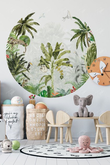 Round Circle Animals Wall Sticker