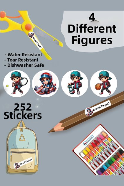 School Label Pen Notebook Label Karizma Child Custom Name Writable Label - 252Pcs