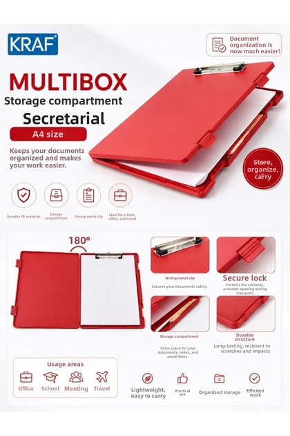 Multibox A4 Secretary's Box with Storage Compartments Red