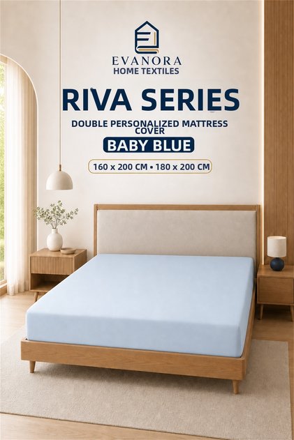 Riva Series Baby Blue Double Elasticated Sheet 160X200 & 180X200 cm