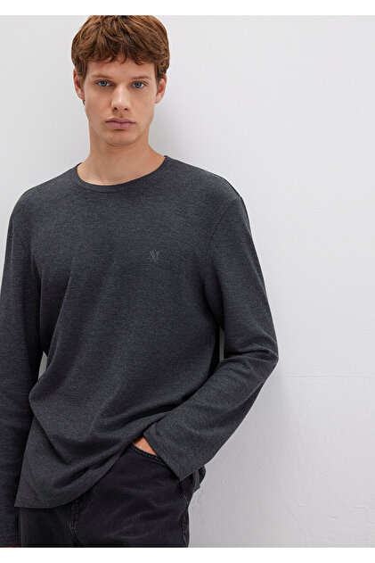 Mavi Uzun Kollu Antrasit Basic Tişört Slim Fit / Dar Kesim 065755