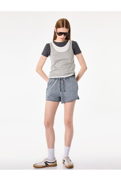 Cotton Comfortable Fit Washable Mini Shorts with Lace-Up Waist and Pockets