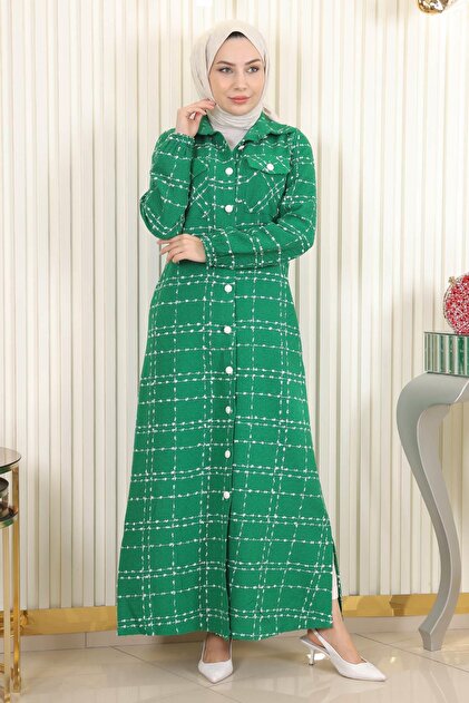 Buttoned Cashmere Coat Emerald 19260