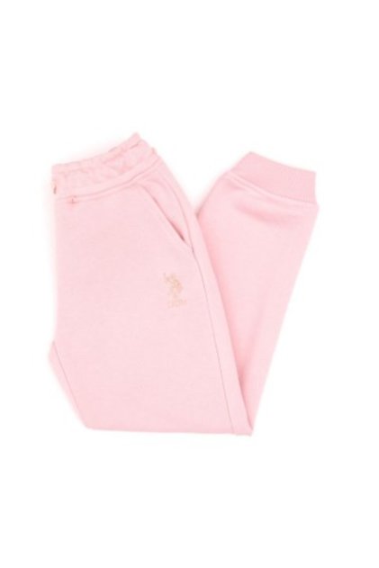 U.S. Polo Assn. Girl's Elastic Waistband Structure Small Arma Detail Sweatpants 4-12 Years Old Powder Pink