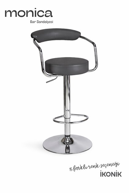 Monica Bar Sandalyesi - Gri Deri - 9510q0125
