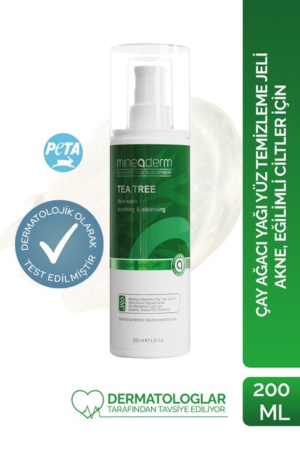 Çay Ağacı Yağı Yüz Temizleme Jeli – Prebiyotik Destekli, Akne Eğilimli Ciltler için 200ml