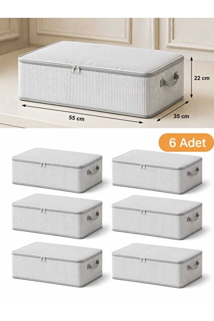 Spartek home textile 6 Adet- Antrasit Çizgili Orta Boy Baza Altı