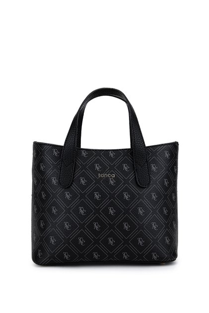 Women's Faux Leather Black Pattern Handbag