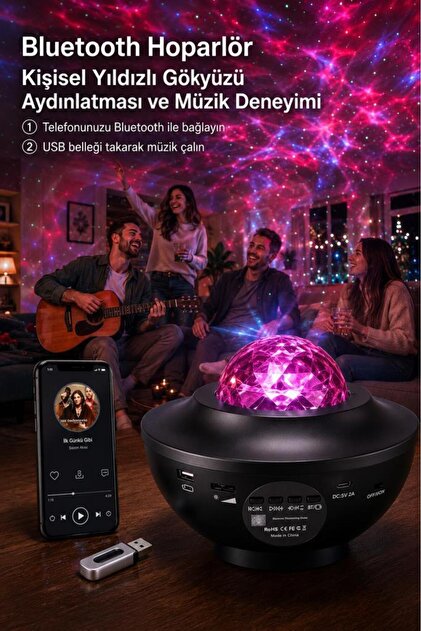 Torima Starry Projektör Led Lazer Uzaktan Kumandalı Kablosuz